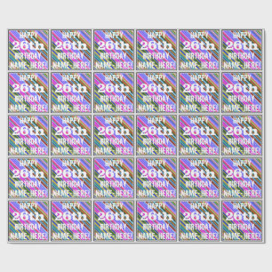 Vibrant, färgstark 26:e födelsedag + anpassat namn presentpapper