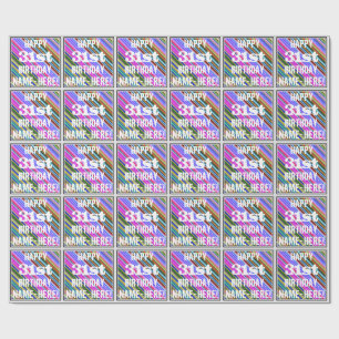 Vibrant, färgstark 31a födelsedag + eget namn presentpapper