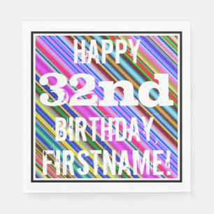 Vibrant, färgstark 32:a födelsedagen + anpassat na pappersservett