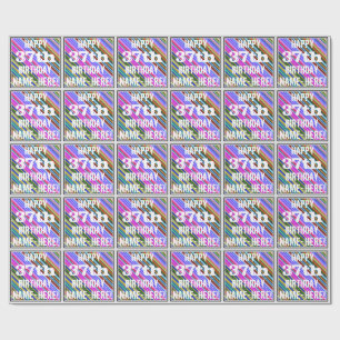 Vibrant, färgstark 37:e födelsedag + anpassat namn presentpapper