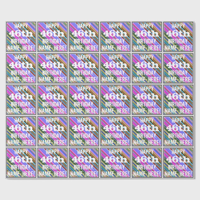 Vibrant, färgstark 46:e födelsedagen + anpassat na presentpapper (Platt)