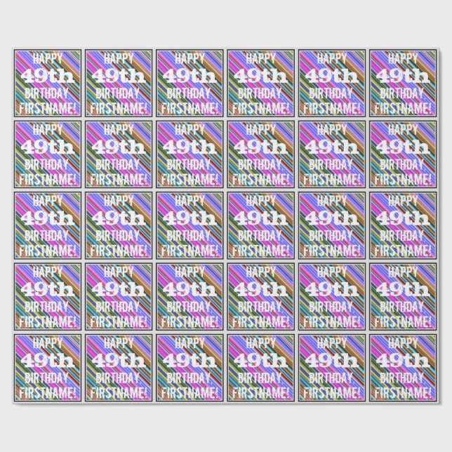 Vibrant, färgstark 49:e födelsedagen + anpassat na presentpapper (Platt)