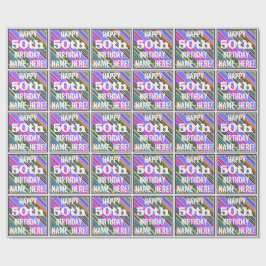 Vibrant, färgstark 50:e födelsedagen + anpassat na presentpapper