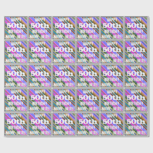 Vibrant, färgstark 50:e födelsedagen + anpassat na presentpapper