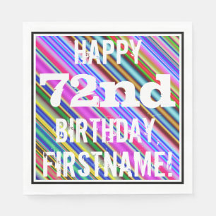 Vibrant, färgstark 72:a födelsedagen + anpassat na pappersservett