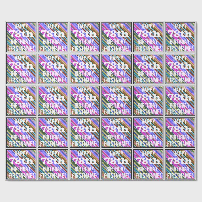 Vibrant, färgstark 78:e födelsedagen + anpassat na presentpapper (Platt)