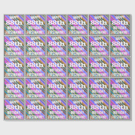Vibrant, färgstark 88:e födelsedag + anpassat namn presentpapper