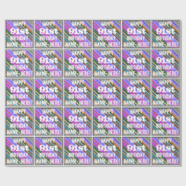 Vibrant, färgstark 91:a födelsedag + anpassat namn presentpapper