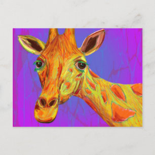 Vibrant färgstark Giraffe i Orange och Gult Vykort