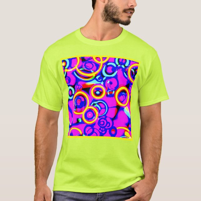 Vibrant färgstark Neon Mönster T Shirt (Framsida)