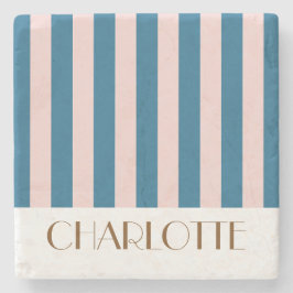 Vibrant färgstark Rand Nautical Blue Bröllop Stenunderlägg