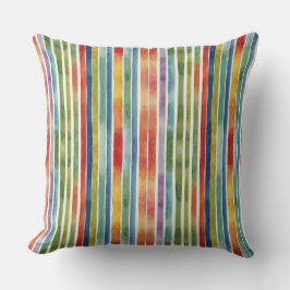 Vibrant färgstark regnbåge Rand vattenfärg Kudde