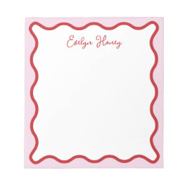 Vibrant färgstark Rosa Röd Vågigt Zigzag Gräns Anteckningsblock