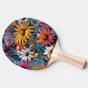 Vibrant färgstark Wildblomma Skriv ut Pingisracket