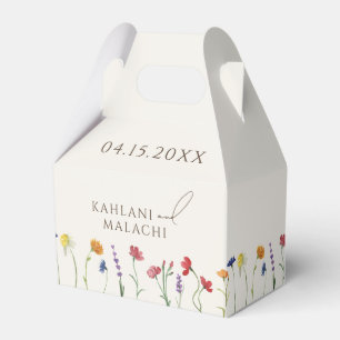 Vibrant färgstark Wildblomme Modern Bröllop Presentaskar