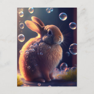Vibrant färgstarkt Bubble Bunny Rabbit-vykort Vykort