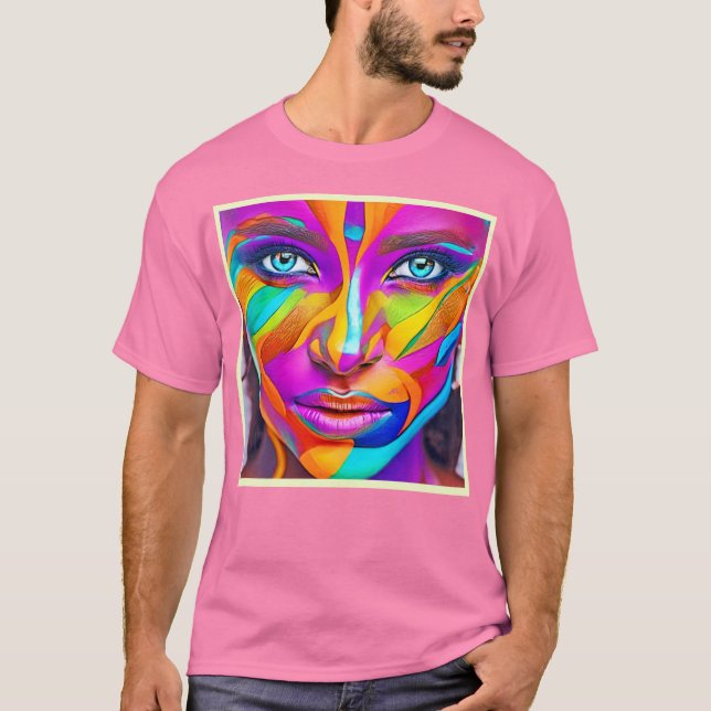 Vibrant färgton Ansikte T Shirt (Framsida)