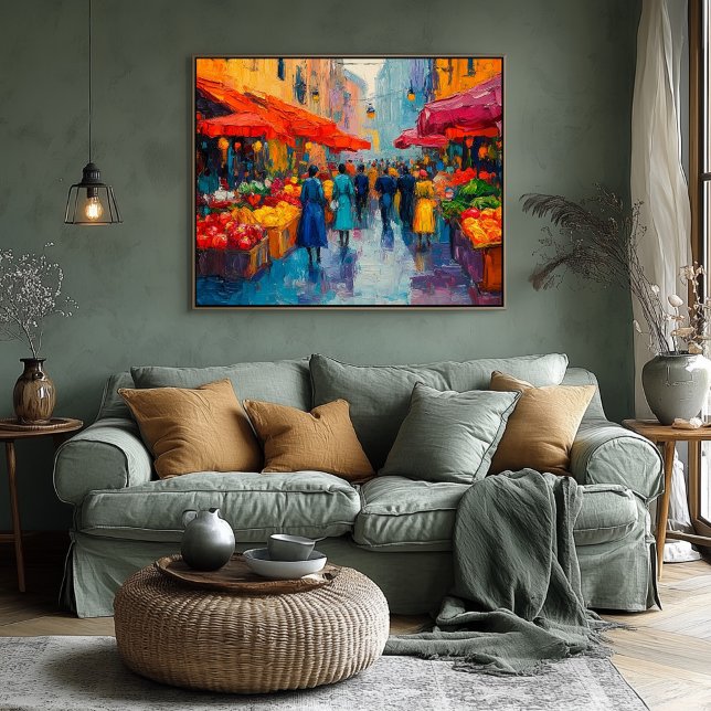 Vibrant Fauvist Street Market Art - Cityscape Poster (Skapare uppladdad)
