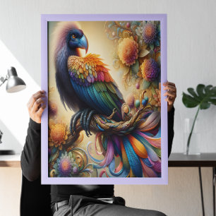 Vibrant Feasted Condor Perched Träd Gren Poster