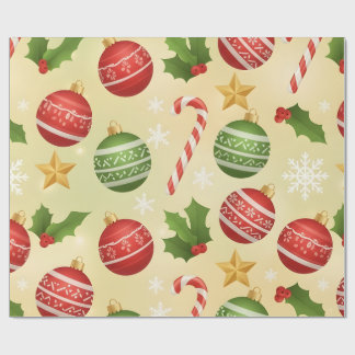 Vibrant Festive Christmas Ornaments and Candy Cane Presentpapper