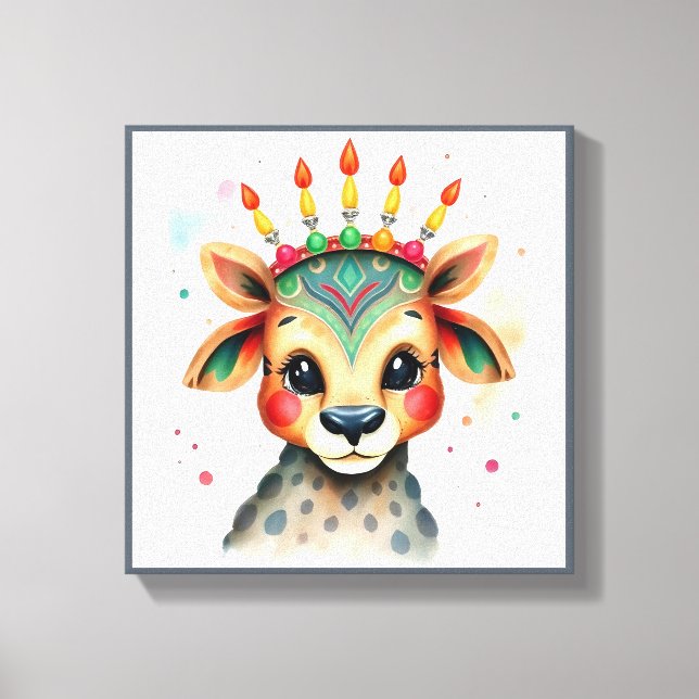 Vibrant festive Kwanzaa Vilda djur i Disguise Canvastryck (Framsida)