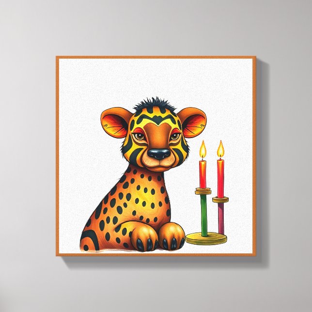 Vibrant festive Kwanzaa Vilda djur i Disguise Canvastryck (Framsida)