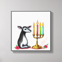 Vibrant festive Kwanzaa Vilda djur i Disguise Canvastryck
