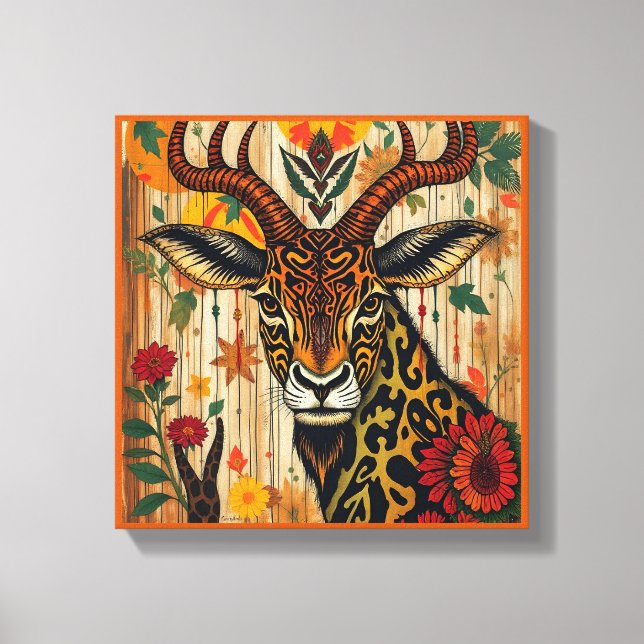 Vibrant festive Kwanzaa Vilda djur i Disguise Canvastryck (Framsida)