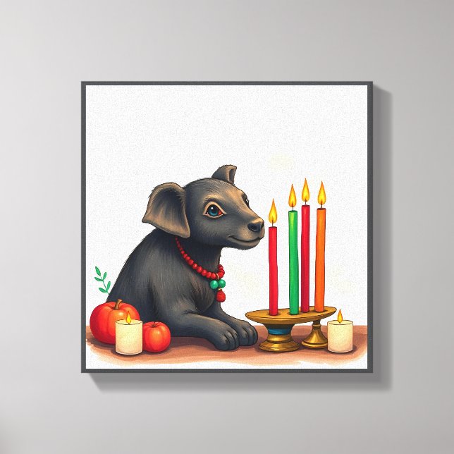 Vibrant festive Kwanzaa Vilda djur i Disguise Canvastryck (Framsida)