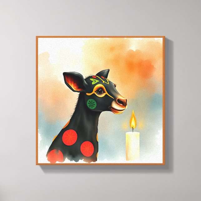 Vibrant festive Kwanzaa Vilda djur i Disguise Canvastryck (Framsida)