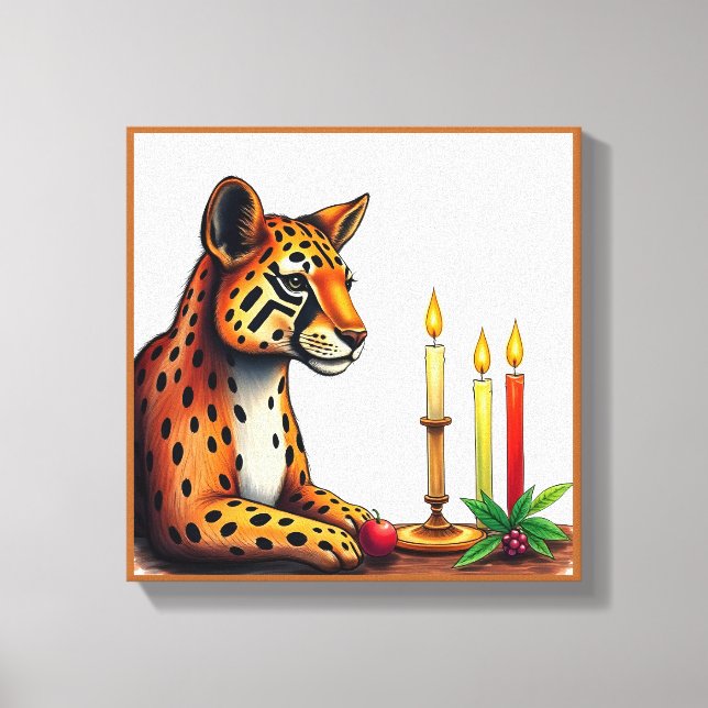 Vibrant festive Kwanzaa Vilda djur i Disguise Canvastryck (Framsida)