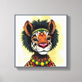 Vibrant festive Kwanzaa Vilda djur i Disguise Canvastryck