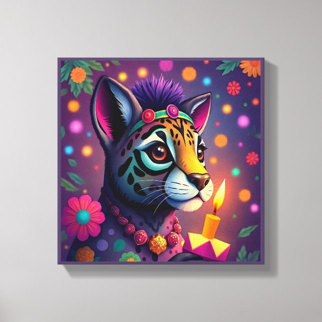 Vibrant festive Kwanzaa Vilda djur i Disguise Canvastryck (Framsida)
