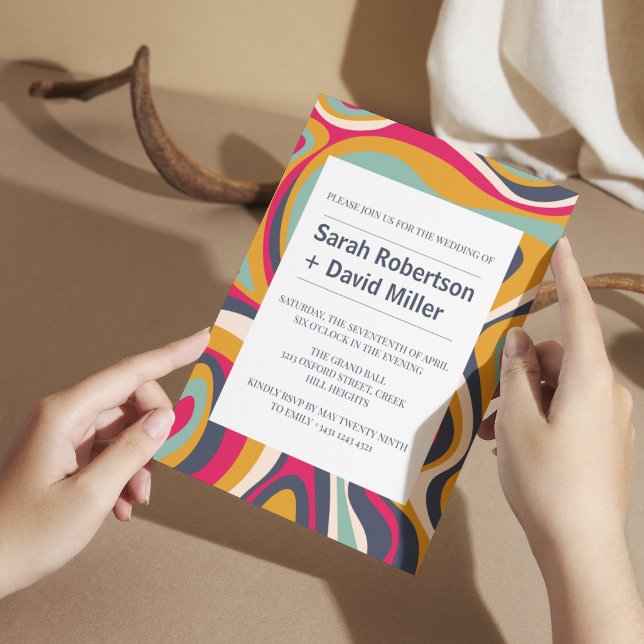 Vibrant fet Abstrakt Bröllop Inbjudningar (Skapare uppladdad)