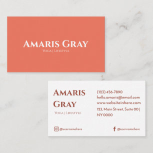 Vibrant fet koralltypografi med minimal Elegant Visitkort