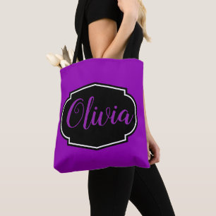 Vibrant, fetstilt Fuchsia Lila Personlig Tygkasse