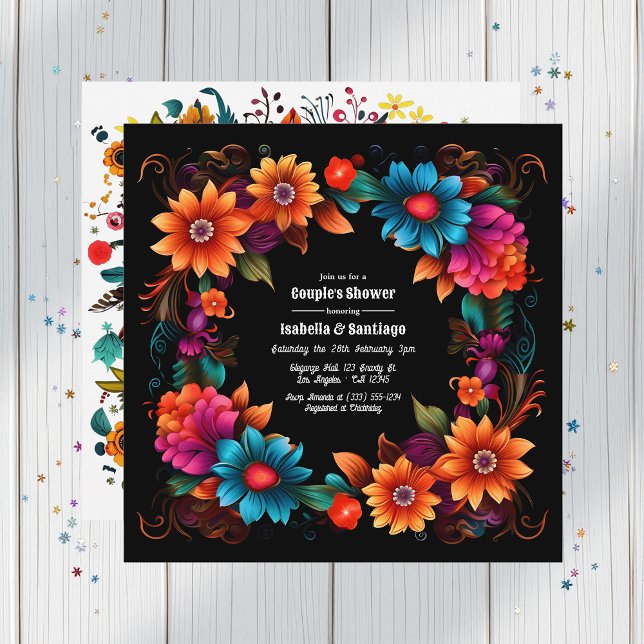 Vibrant Fiesta Blommigt Couples Shower Firande Inbjudningar (Vibrant Fiesta Floral Couple's Shower Celebration Invitation)