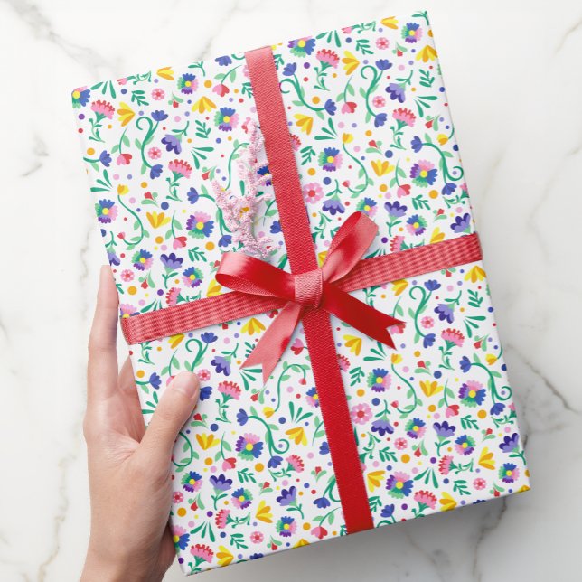 Vibrant Fiesta Blommigt Mexican Party Design Presentpapper (Fiesta Gift Wrap Paper)