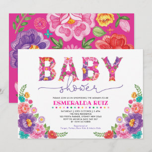 Vibrant Fiesta Flowers Nacho Average Baby Shower Inbjudningar