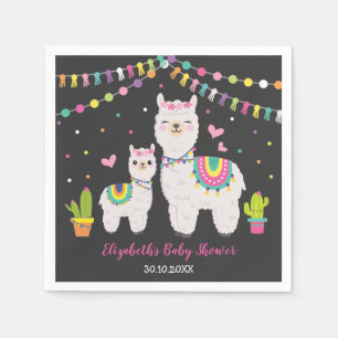 Vibrant Fiesta Llama Alpaca Baby Shower Decor Pappersservett