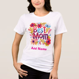 Vibrant Floral Best Mom Butterfly Botanical Modern T Shirt
