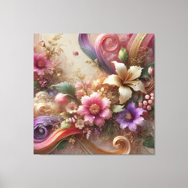 Vibrant Floral Extravaganza Canvas Art (Framsida)