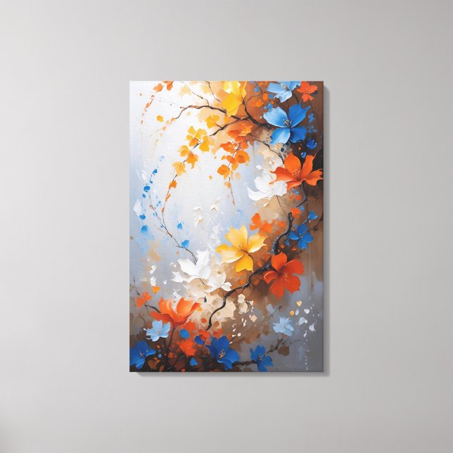 Vibrant Floral Harmony – Abstract Impasto Canvastryck (Framsida)