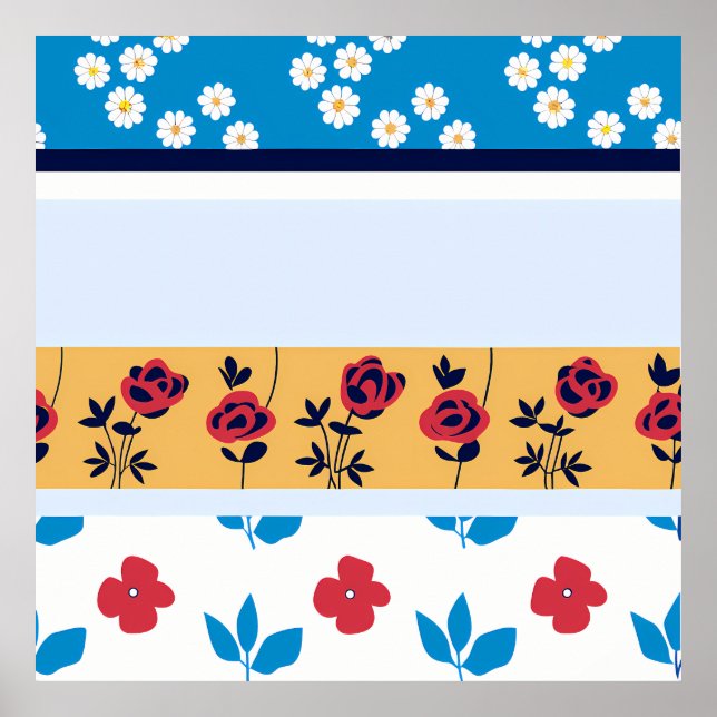 Vibrant Floral Pattern Designs | Custom Art Prints Poster (Framsidan)