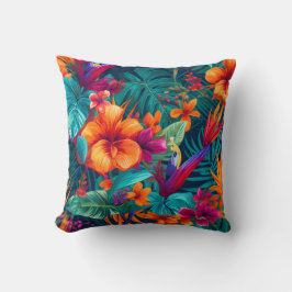 vibrant floral tropical orange flower interior kudde