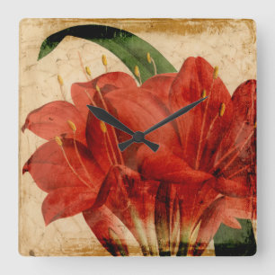 Vibrant Floral VIII Fyrkantig Klocka