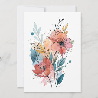 Vibrant Floral Watercolor Design Inbjudningar