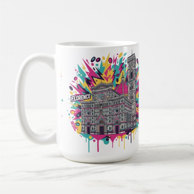 Vibrant Florence Italy Cathedral Graphic Kaffemugg (Vänster)