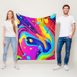 Vibrant Flow Färg Burst Fleecefilt