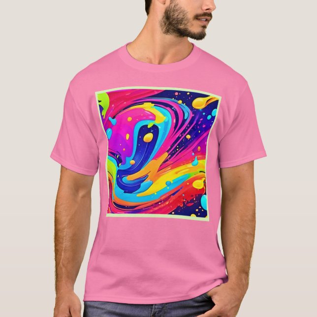 Vibrant Flow Färg Burst T Shirt (Framsida)